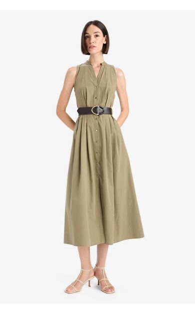 Regular Fit Pamuklu Kısa Kollu Uzun Elbise