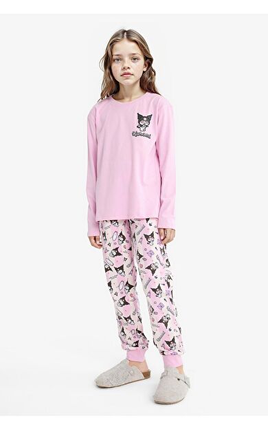 DeFacto Kız Çocuk Kuromi Pijama Takımı Uzun Kollu Üst Uzun Alt