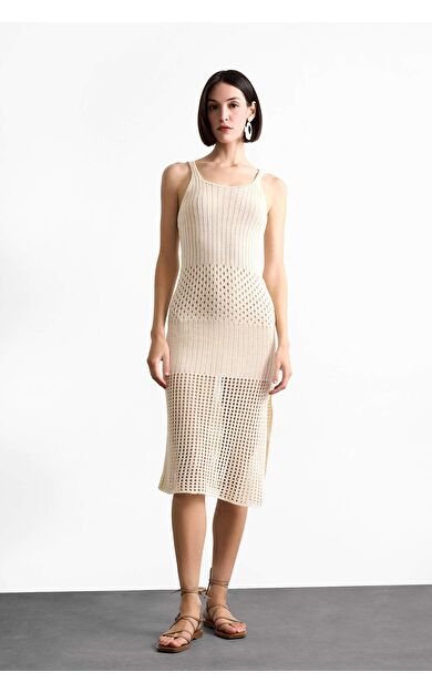 DeFacto Askılı Kroşe Triko Midi Plaj Elbisesi