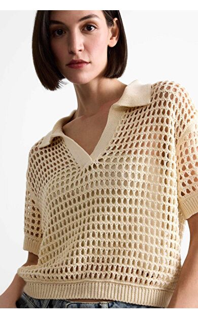 Polo Yaka Kroşe Kısa Kollu Üst