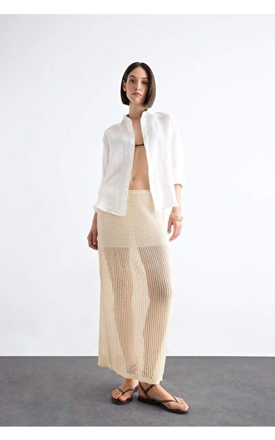 Esnek Belli Kroşe Maxi Plaj Eteği