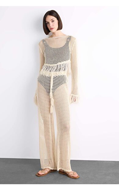 Esnek Belli Kroşe Plaj Pantolonu