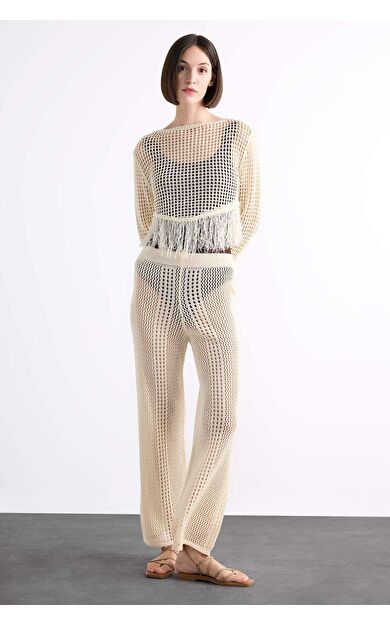 Esnek Belli Kroşe Plaj Pantolonu