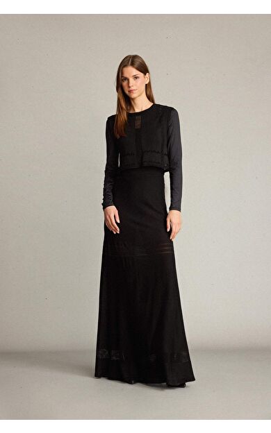 DeFacto 2'li Kroşe Triko Takım Bisiklet Yaka Kolsuz Bluz Esnek Belli Maxi Etek