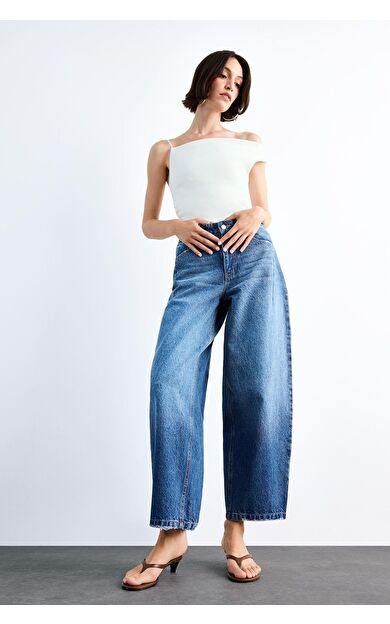 DeFacto Wide Baggy Fit Yıkamalı Jean Pantolon F7501AX25SMNM26
