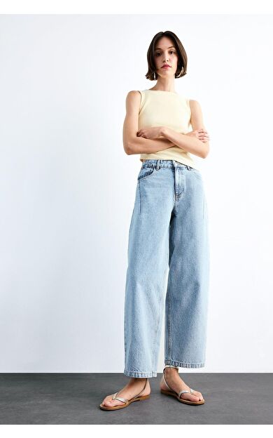 DeFacto Wide Baggy Fit Yıkamalı Jean Pantolon F7501AX25SMNM85