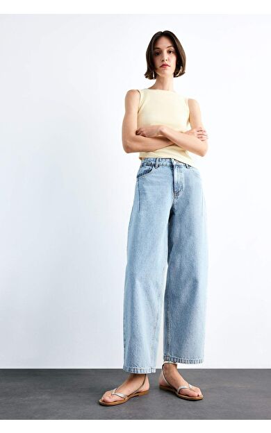 DeFacto Wide Baggy Fit Yıkamalı Jean Pantolon F7501AX25SMNM85
