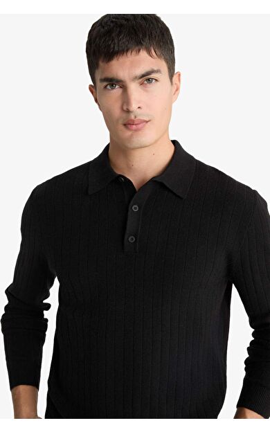 DeFacto Standart Fıt Polo Yaka Triko Kazak