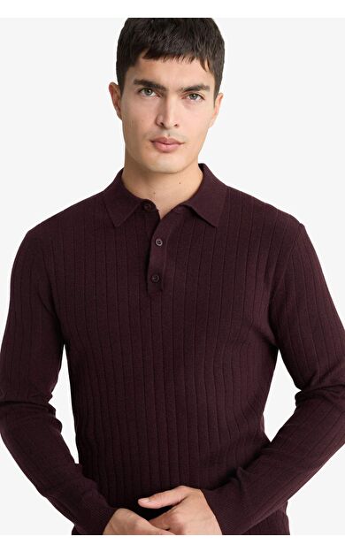 DeFacto Standart Fıt Polo Yaka Triko Kazak