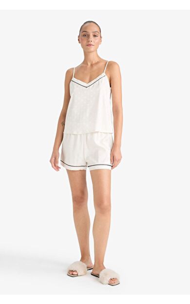 Pijama Takımı Regular Fit Saten Askılı Üst Şort