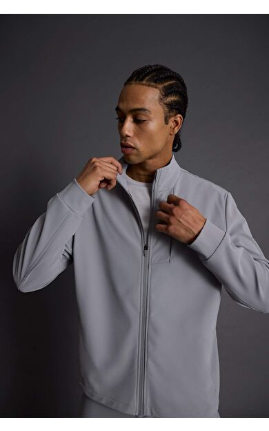 DeFactoFit Standart Fit Dik Yaka Fermuarlı Sweatshirt F7635AX25AUGR454