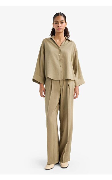 DeFacto Wide Leg Yüksek Bel Geniş Paça Modal Pantolon