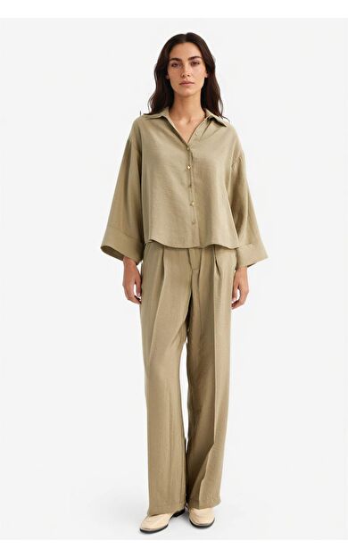 DeFacto Wide Leg Yüksek Bel Geniş Paça Modal Pantolon