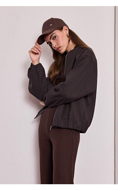 Fermuarlı Cepli Tafta Ceket