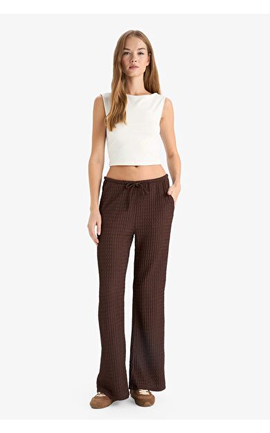 Wide Leg Cepli Normal Bel Standart Boy Bürümcük Pantolon F7659AX25AUBN341