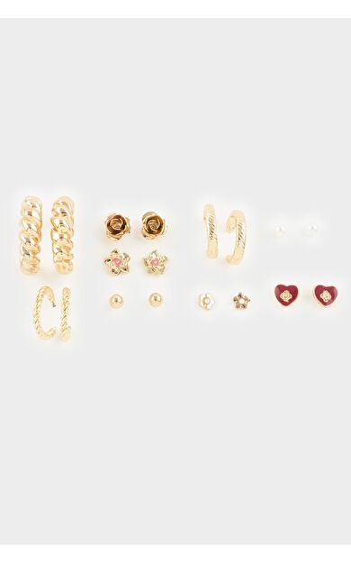 Kadın 9'lu Gold Küpe