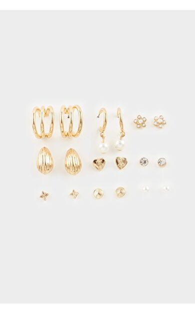 Kadın 9'lu Gold Küpe