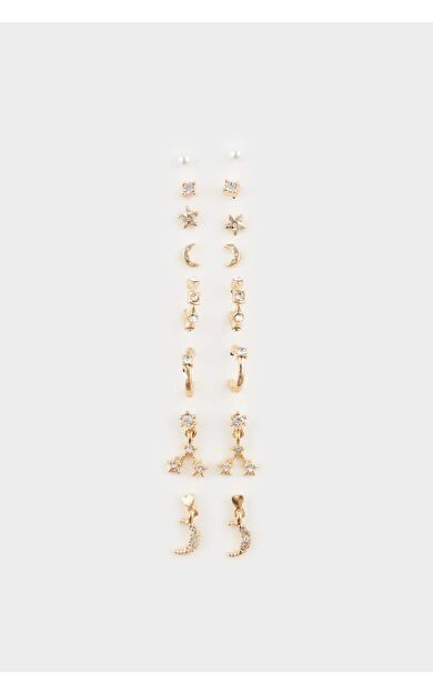 Kadın 8'li Gold Küpe