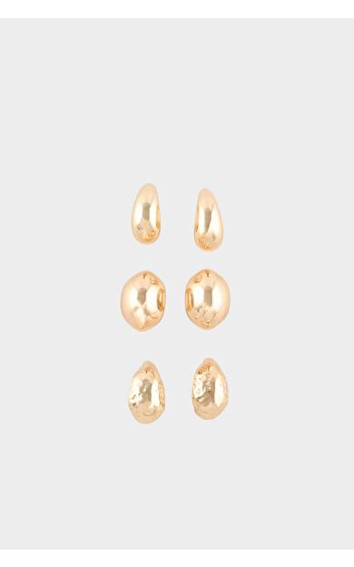 Kadın 3'lü Gold Küpe