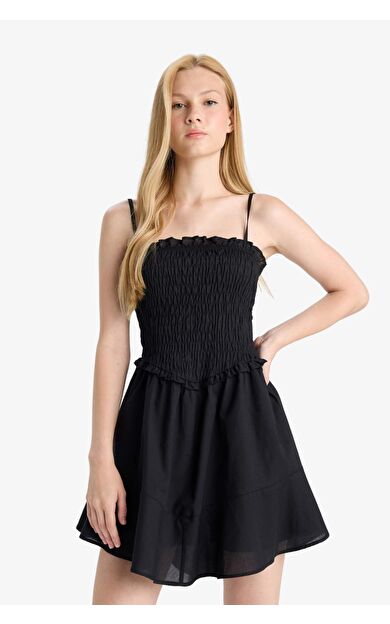 Coool Askılı Vual Mini Elbise