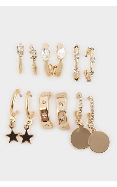 Kadın 7'li Gold Küpe