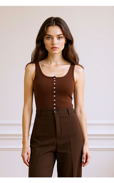 DeFacto Slim Fit Dar Kesim Düğmeli Yaka Atlet