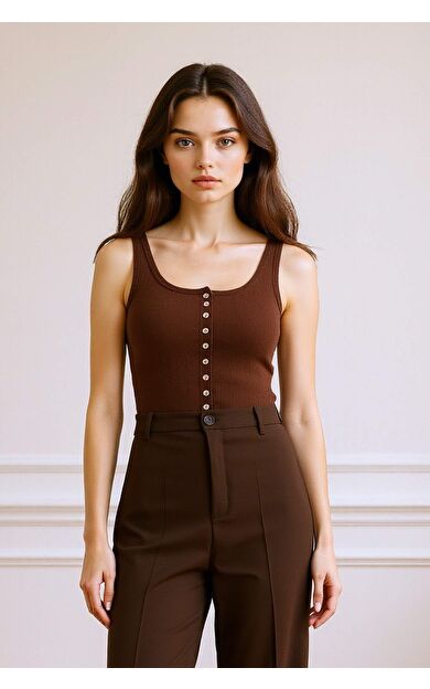 DeFacto Slim Fit Dar Kesim Düğmeli Yaka Atlet