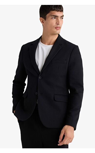 Slim Fit Dar Kesim Penye Blazer Ceket