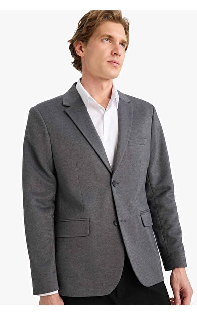 DeFacto Slim Fit Dar Kesim Penye Blazer Ceket