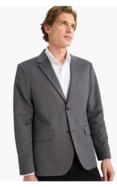 Slim Fit Dar Kesim Penye Blazer Ceket