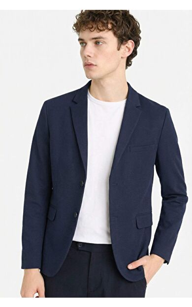 Slim Fit Dar Kesim Penye Blazer Ceket