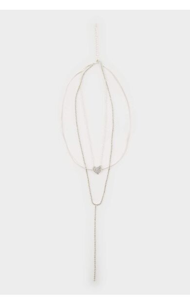 Kadın Kalp Detaylı Sılver Kolye