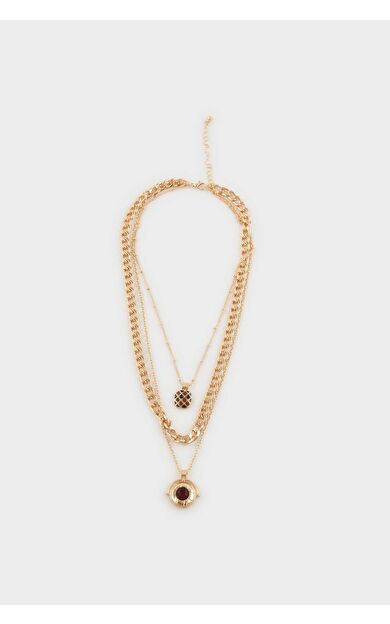 Kadın 3'lü Gold Kolye