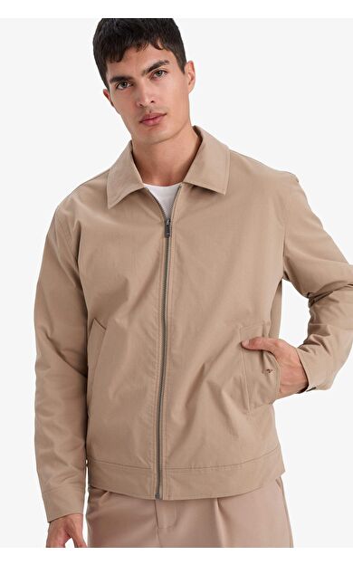 Regular Fıt Polo Yaka Astarlı Fermuarlı Mont