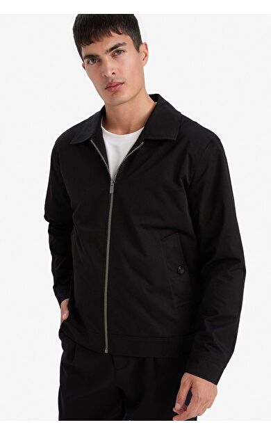 Regular Fıt Polo Yaka Astarlı Fermuarlı Mont