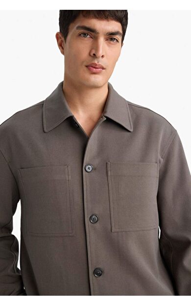 Slim Fit Dar Kesim Polo Yaka Astarlı Düğmeli Mont