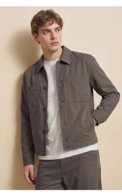 Slim Fit Dar Kesim Polo Yaka Astarlı Düğmeli Mont