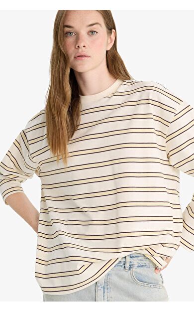 DeFacto Loose Fit Bisiklet Yaka Sweatshirt