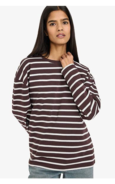 Loose Fıt Çizgili Sweatshirt