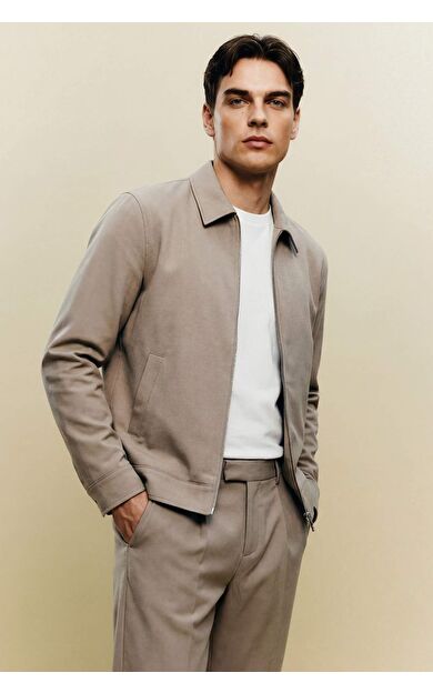 Regular Fit Polo Yaka Astarlı Fermuarlı Mont