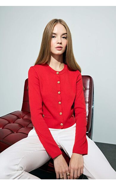 Regular Fit Bisiklet Yaka Triko Hırka