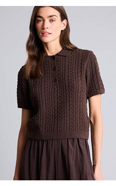 DeFacto Regular Fıt Polo Yaka Ajurlu Triko Kazak