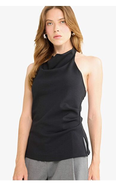 Slim Fit Dar Kesim Halter Yaka Atlet F8007AX25AUBK81