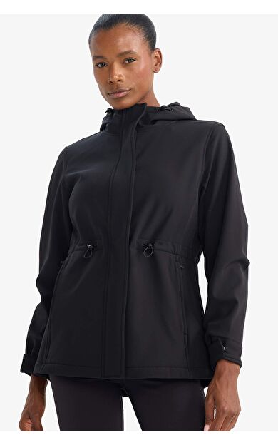 Su İtici Regular Fıt Kapüşonlu Fermuarlı Mont