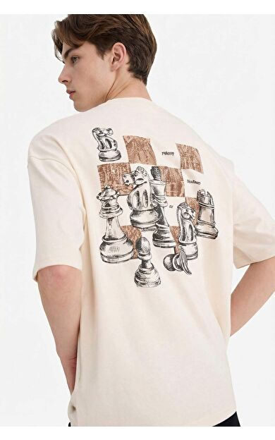 %100 Pamuk Boxy Fit Baskılı Tişört