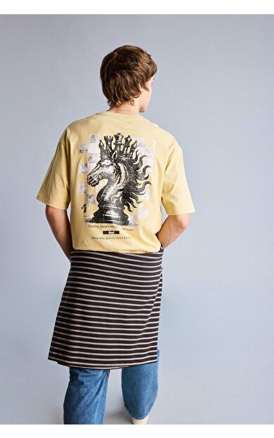 %100 Pamuk Boxy Fit Baskılı Tişört