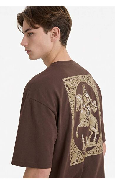 %100 Pamuk Boxy Fit Baskılı Tişört