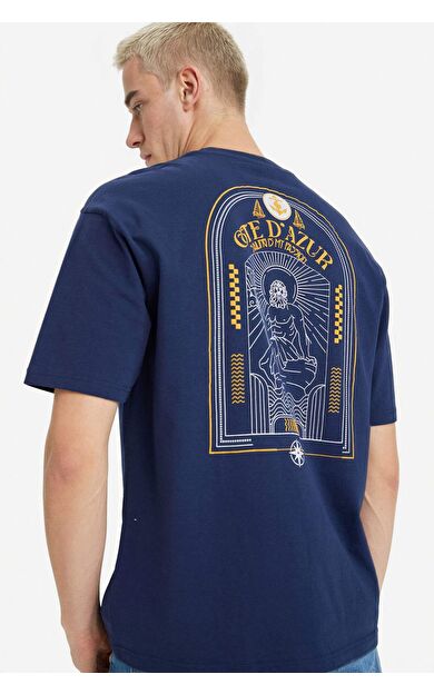 %100 Pamuk Boxy Fit Baskılı Tişört