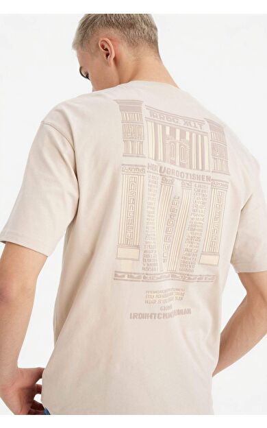 %100 Pamuk Boxy Fit Baskılı Tişört