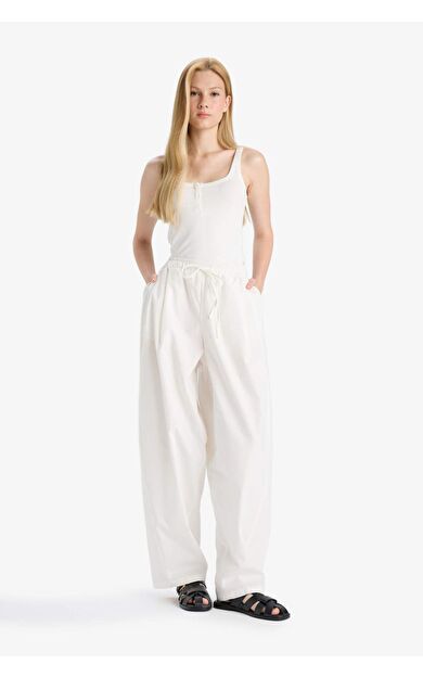 DeFacto Coool Barrel Fit Normal Bel Poplin Pantolon